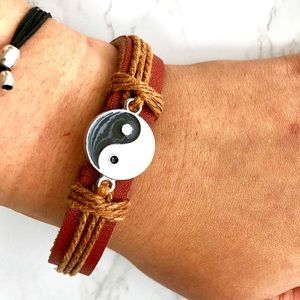 Yin Yang Leather Cuff Bracelet